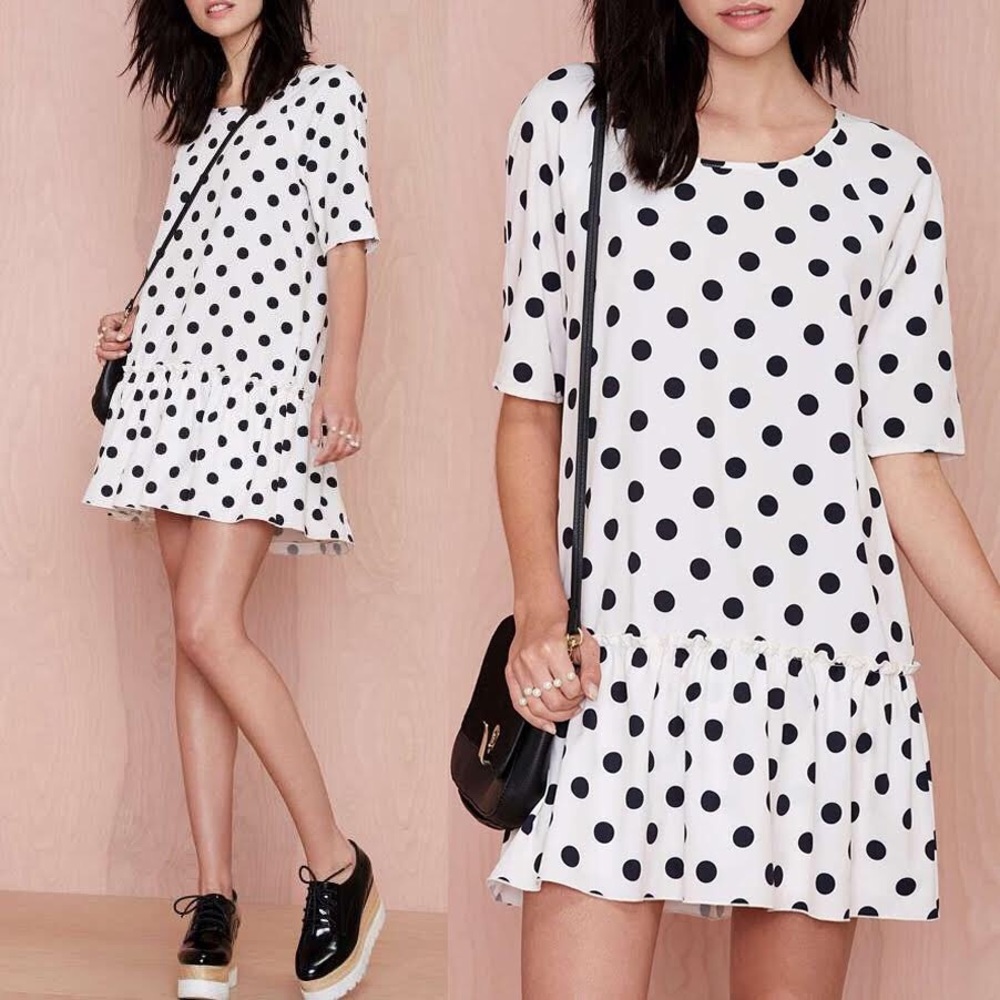 Nasty Gal black white spotty dress
